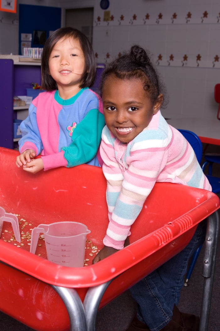 Preschoolers at sensory station